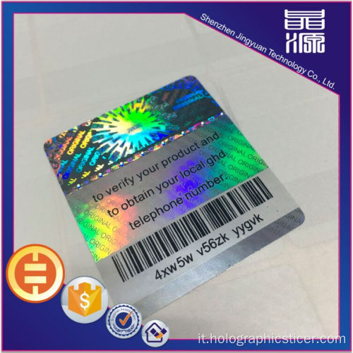 Etichetta di sicurezza laser anti-contraffazione colorata